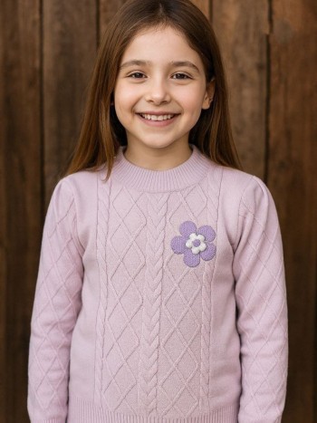 بلوز دخترانه بافت گل کد:20410