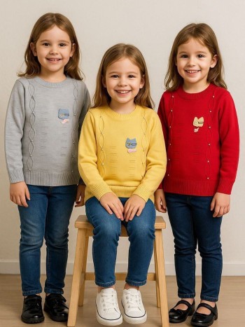 بلوز بافت دخترانه گربه کد:20419