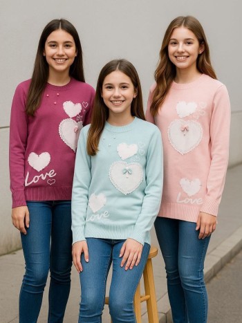 بلوز دخترانه بافت قلبی کد:20418