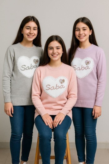 بافت  دخترانه طرح قلب کد:20405