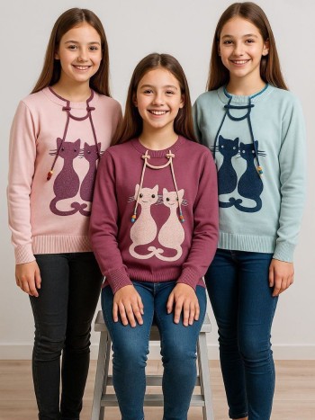 بلوز دخترانه گربه ملوس کد:20412