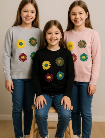 بلوز بافت  گل دخترانه کد:20409