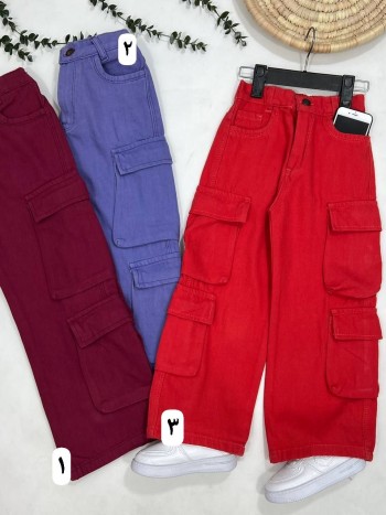 شلوار کتان کارگو بچگانه کد 70428