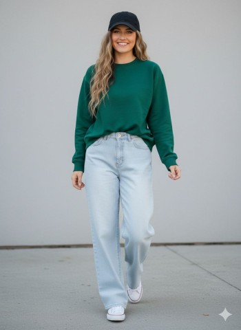 شلوار جین نیم بگ زنانه کد 70488