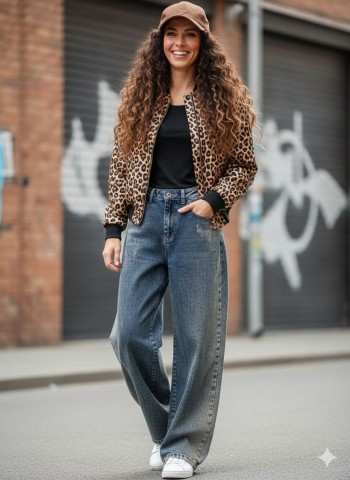 شلوار جین نیم بگ زنانه کد 70491