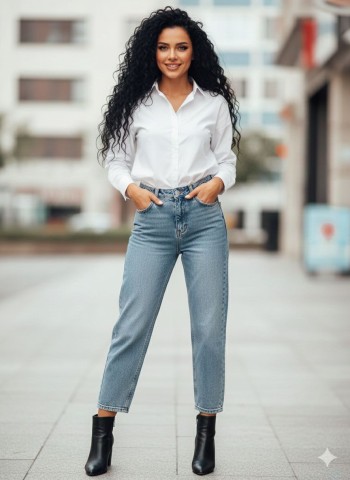 شلوار جین واید لگ زنانه کد 70485