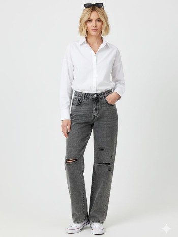 شلوار جین نیم بگ زنانه کد 70553