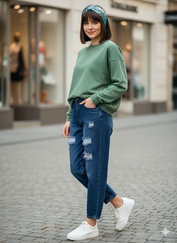 شلوار  جین مام استایل زنانه کد 70519