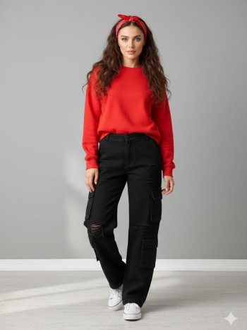 شلوار جین کارگو زنانه کد 70546