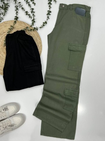 شلوار کتان کارگو زنانه کد 70550