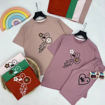 تیشرت و شلوارک گل برجسته کد:20250